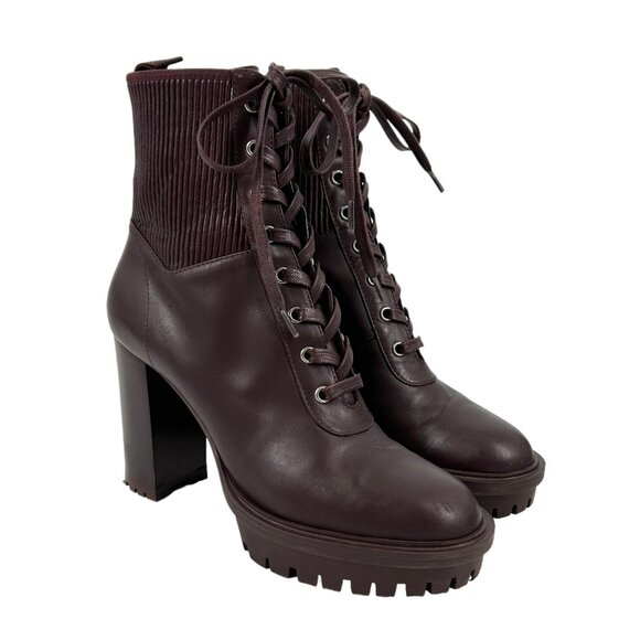 Gianvito Rossi Martis Lace Up Heeled Combat Boots - Picture 1 of 11